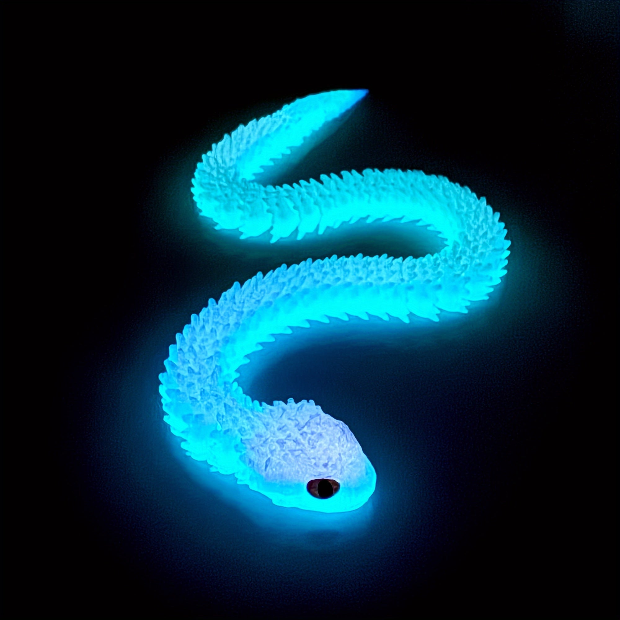 3D Printed Glow in the Dark Snake Statue Flexible Joints Desktop Decoration