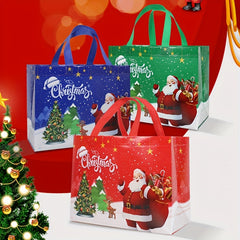 1pc Red Christmas Printed Storage Bag Cartoon Snowman Non-woven Tote Bag