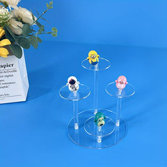 4-Position Acrylic Doll Display Stand, Transparent, Collectible Toy Holder