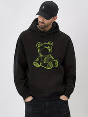 Bear Doodle Print Hoodie Men's Graphic Pullover