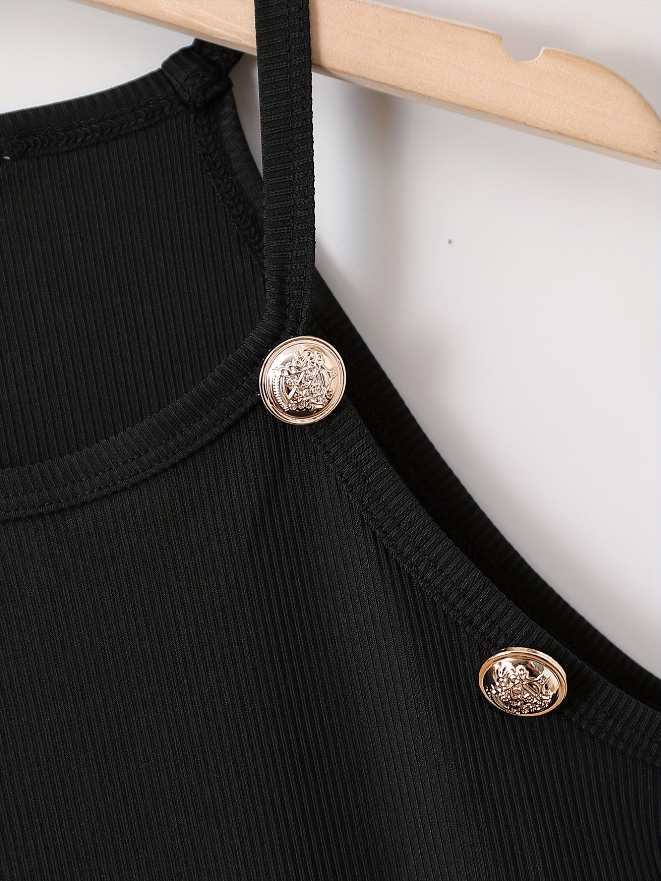 Teen Girls Halter Bodycon Dress Slim Fit Ribbed Button Detail