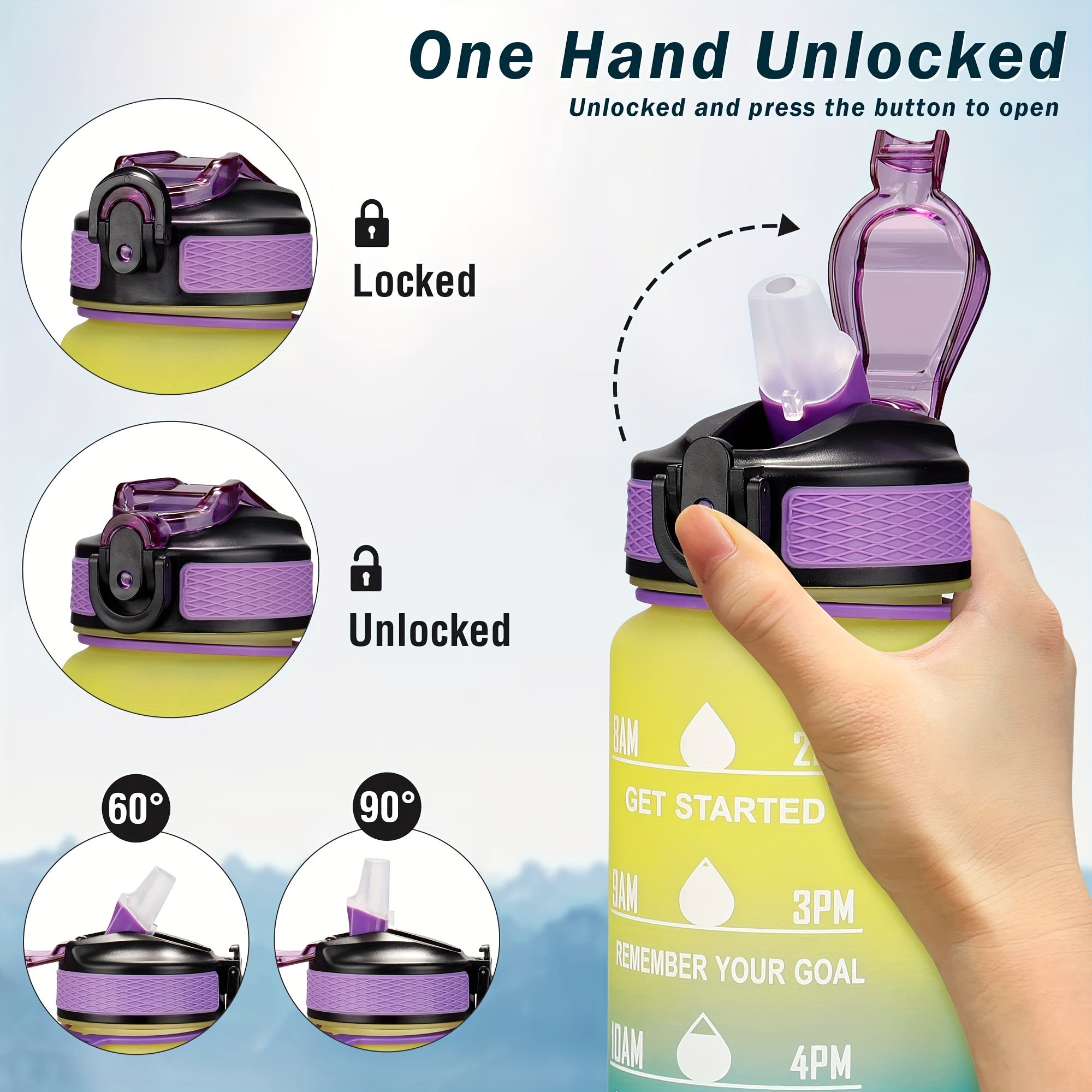 Sports Water Bottle Portable Leak-proof Plastic Water Cup with Straw