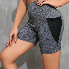 Block Biker Shorts Casual Workout Slim Summer Shorts With Pockets