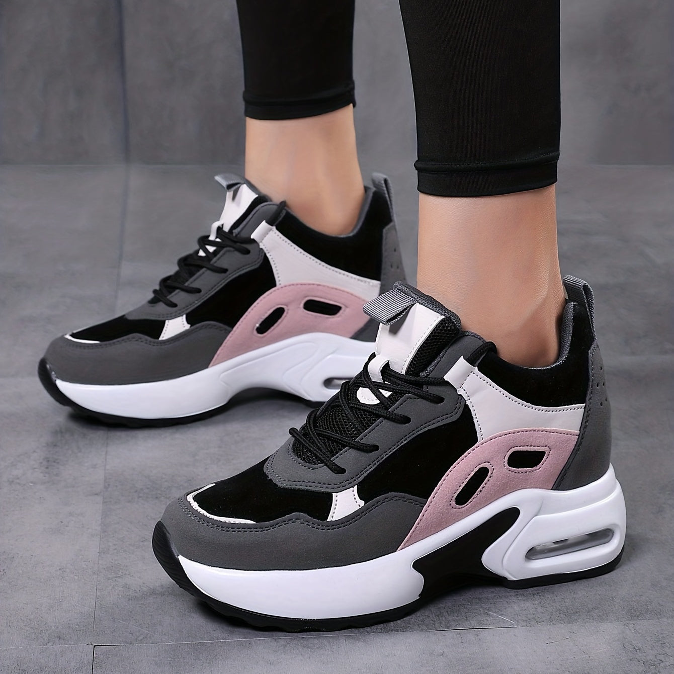 Women's Colorblock Platform Sneakers Air Cushion Outdoor Shoes