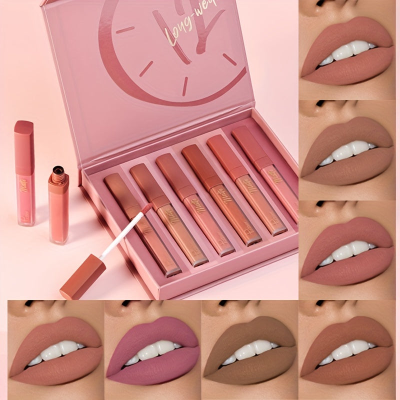 6pcs Soft Matte Lipstick Set Waterproof Lip Glaze Lip Makeup Set
