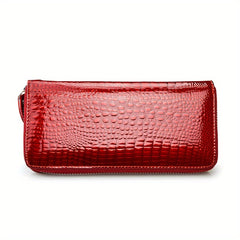 Crocodile Pattern Leather Wallet Wristband Bag Women's Coin Purse
