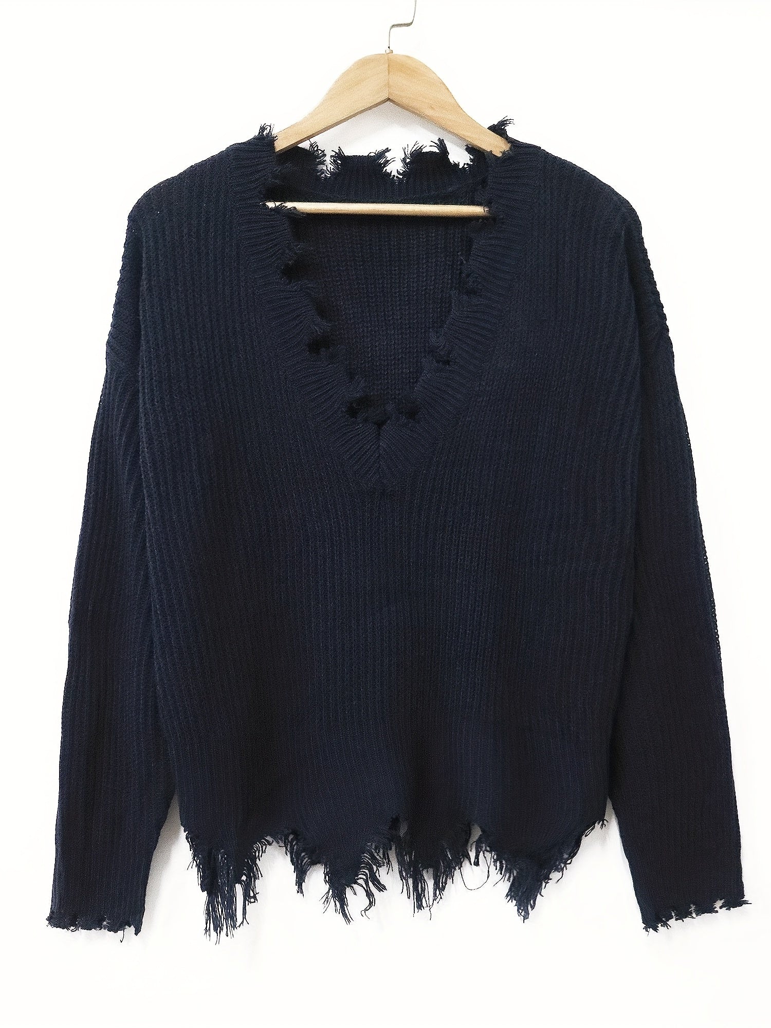 Casual Sweater Women's Plus Solid V Neck Long Sleeve Sweater
