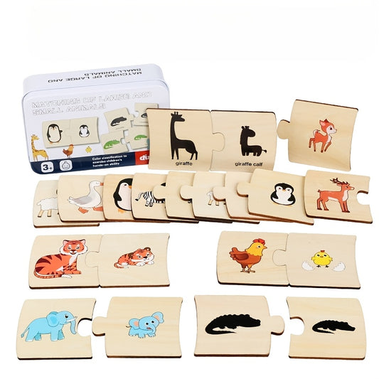 Wooden Shape & Animal Matching Puzzle Toy for Preschool Cognitive Development