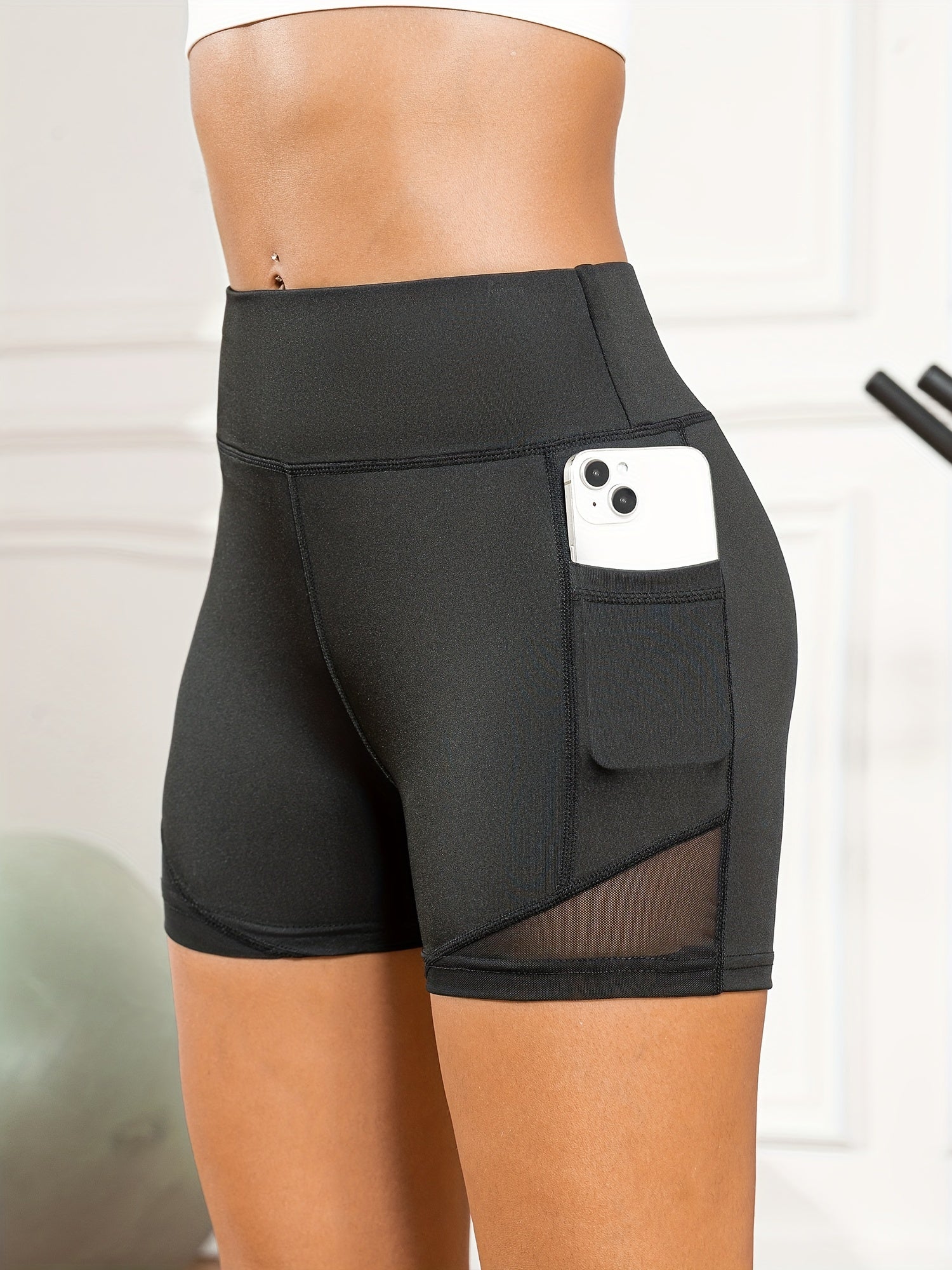 Mesh Sexy Biker Shorts High Waist Slim Fit Workout Pants