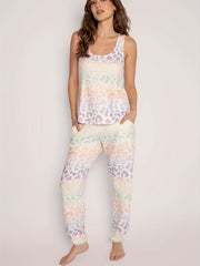 Ombre Leopard Print Tank Top & Pants Set