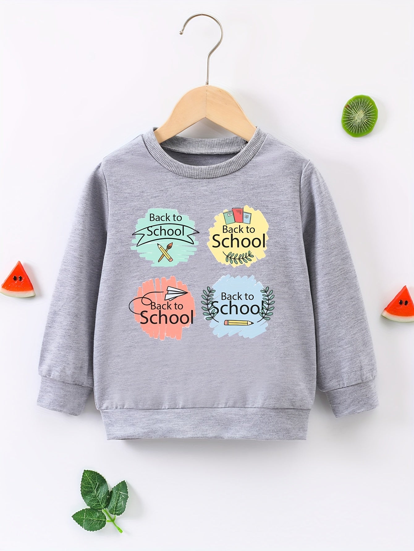 BACK TO SCHOOL Boys Sweatshirt Long Sleeve Crew Neck Tops Kids Clothing