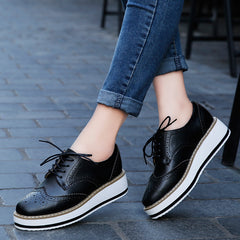 Women's Lace Up Loafer Shoes Lightweight Faux Leather Shoes