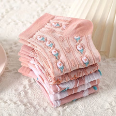 5 Pairs Flower Low Cut Socks Girls Boys Accessories