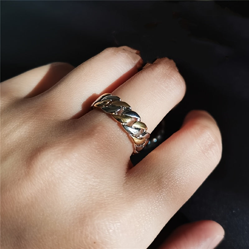 Men's Two Tone Chain Pattern Ring