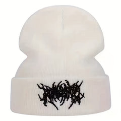 Gothic Style Letter Embroidery Knitted Hat Warm Hat