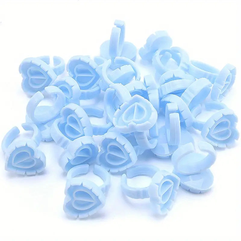25pcs Heart Glue Rings for Eyelash Extensions Lash Glue Holders