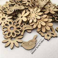 50pcs Christmas Holiday Decorations Retro Cartoon Wood Chip Models