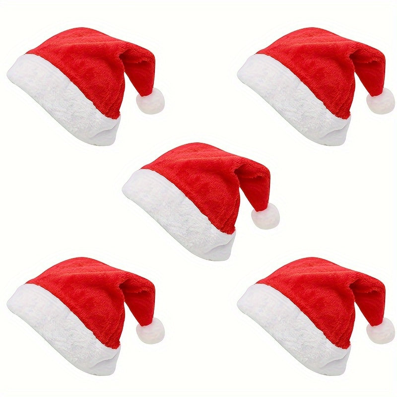 5pcs Short Plush Christmas Hat For Adults Festive Parties Celebrations