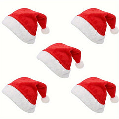 5pcs Short Plush Christmas Hat For Adults Festive Parties Celebrations