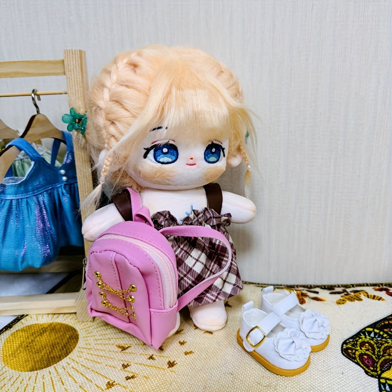 Doll Clothes Set College Style Plaid Skirt Princess Shoes Sweater T-shirt