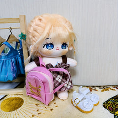 Doll Clothes Set College Style Plaid Skirt Princess Shoes Sweater T-shirt