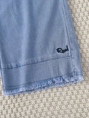 Girls Velvet Wide Leg Jeans with Drawstring Waist