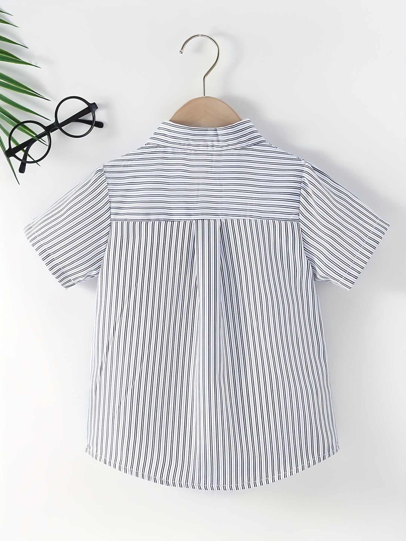 Boys Striped Casual Short Sleeve Lapel Shirt for Summer