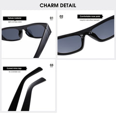 Small Frame Shield Glasses Vintage Y2K Gradient Shades Glasses