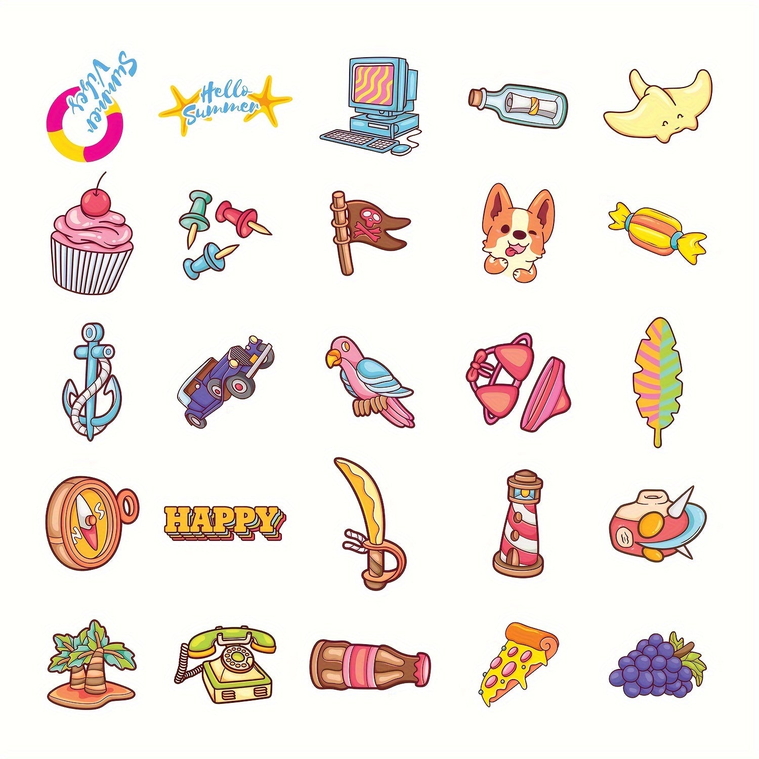 50pcs Waterproof Vinyl Stickers Water Bottles Laptop Skateboard