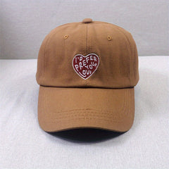 Vintage Heart Embroidery Baseball Cap Solid Casual Sunscreen Dad Hat