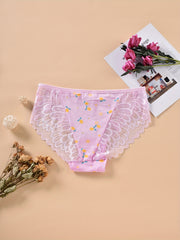 3 Pack Plus Size Graphic Lace Floral Print Panty Set