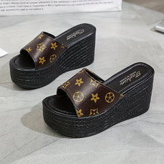 Women's Wedge Slide Sandals Open Toe Slip On Shoes Platform Shoes