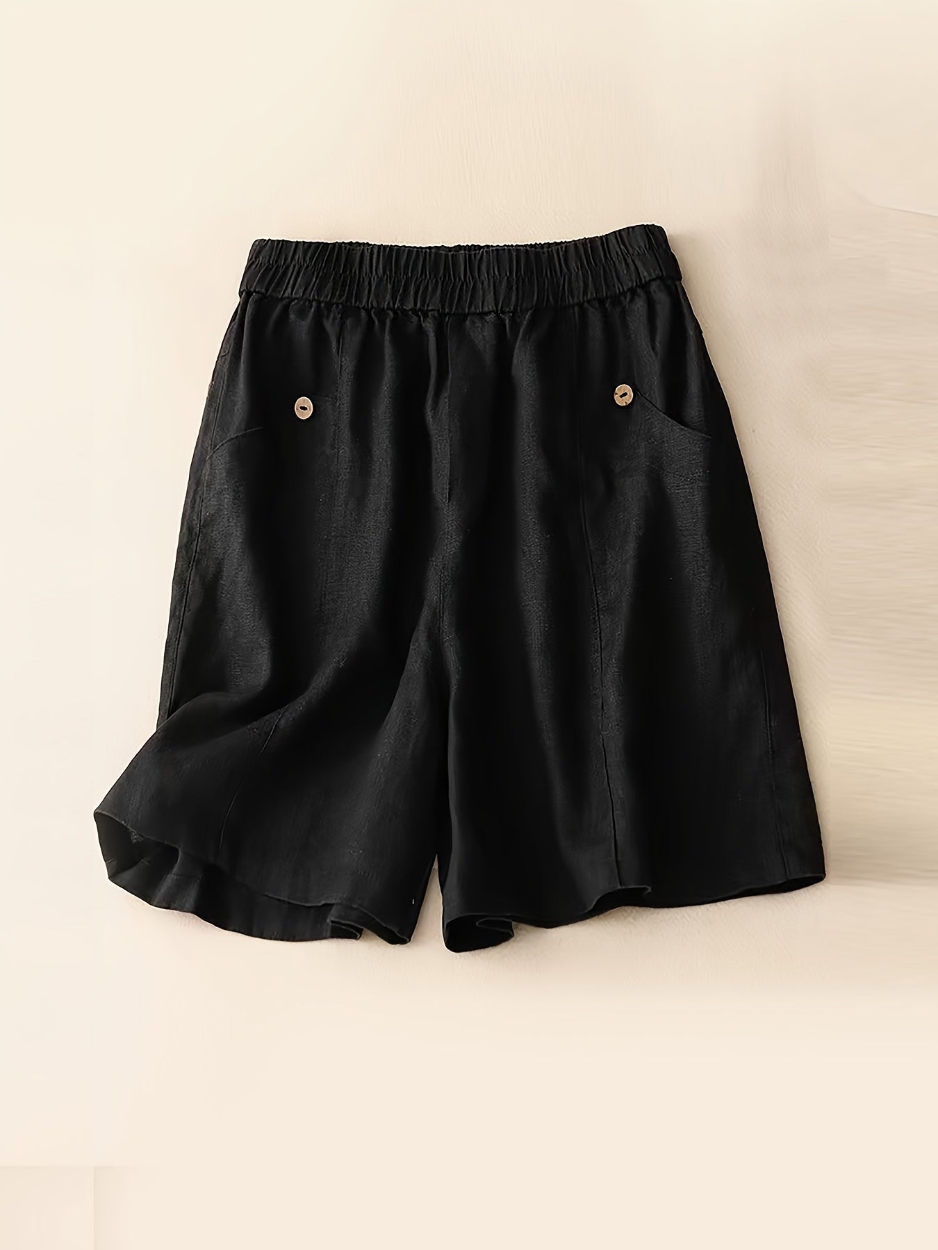 High Waist Solid Pocket Shorts for Women