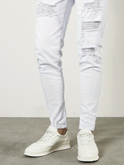 Men's Slim Fit Ripped Jeans Casual Street Style Denim Pants