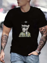 Leopard Pilot Print Men's Graphic Crew Neck Active T shirt