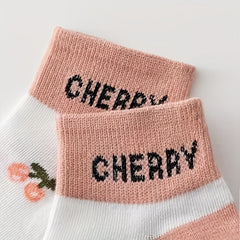 5 Pairs Fruit Print Crew Socks Women's Stockings