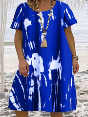 Women's Plus Tie Dye Short Sleeve T-shirt Dress