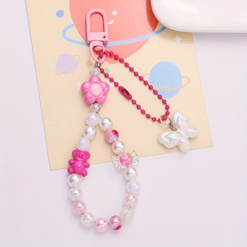 Crystal Butterfly & Bear Keychain - Sparkling Bag Accessory