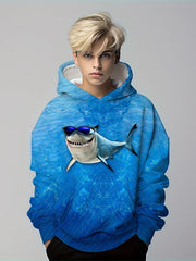 Kids Shark Graphic 3D Print Hoodie Street Wear