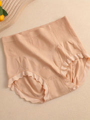 4pcs Scallop Trim Briefs Breathable Intimates Panties Women's Lingerie