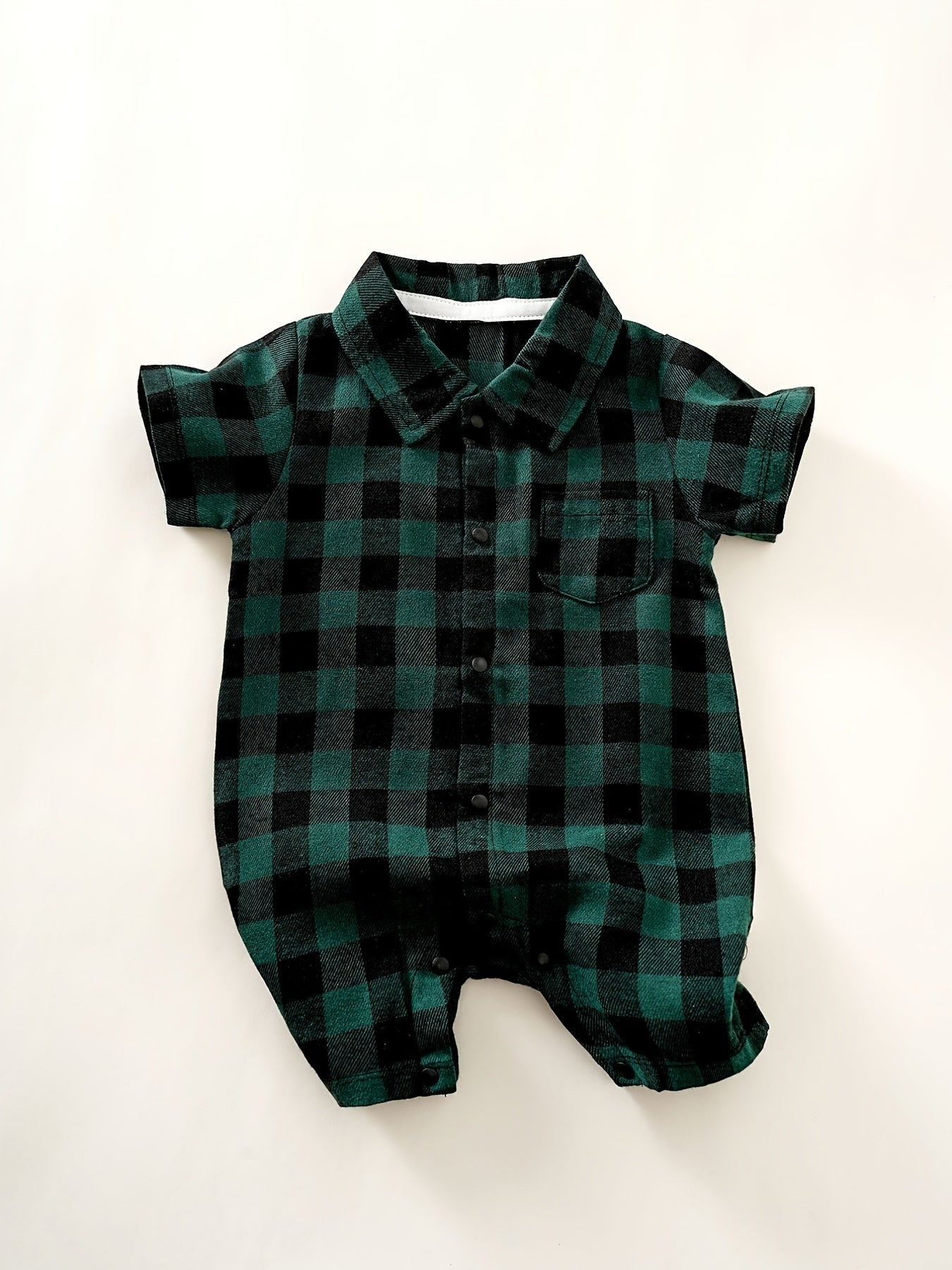 Infant Boys Plaid Jumpsuits Short Sleeve Rompers