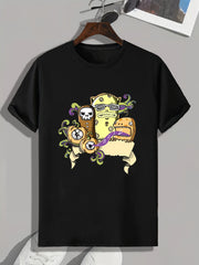 Funny Cartoon Print Men's Graphic Tee for Summer