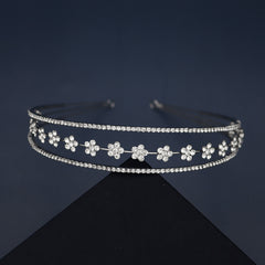 Rhinestone Flower Stretch Headband Adult Mini Hairband Party Hair Accessories