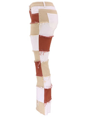 Colorblock High Waist Flared Jeans Patchwork Bell Bottom