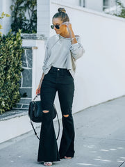 Ripped Flared Leg Jeans