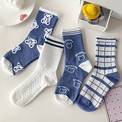 10 Pairs Cartoon Bear Print Socks Mid Tube Women's Stockings