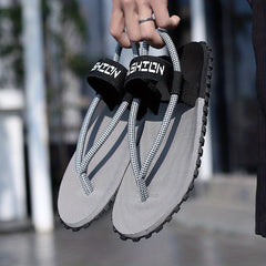 Men's Block Elastic Flip Flops Quick Drying Comfortable Thong Sandals