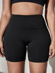 High Rise Skinny Shorts With Pockets
