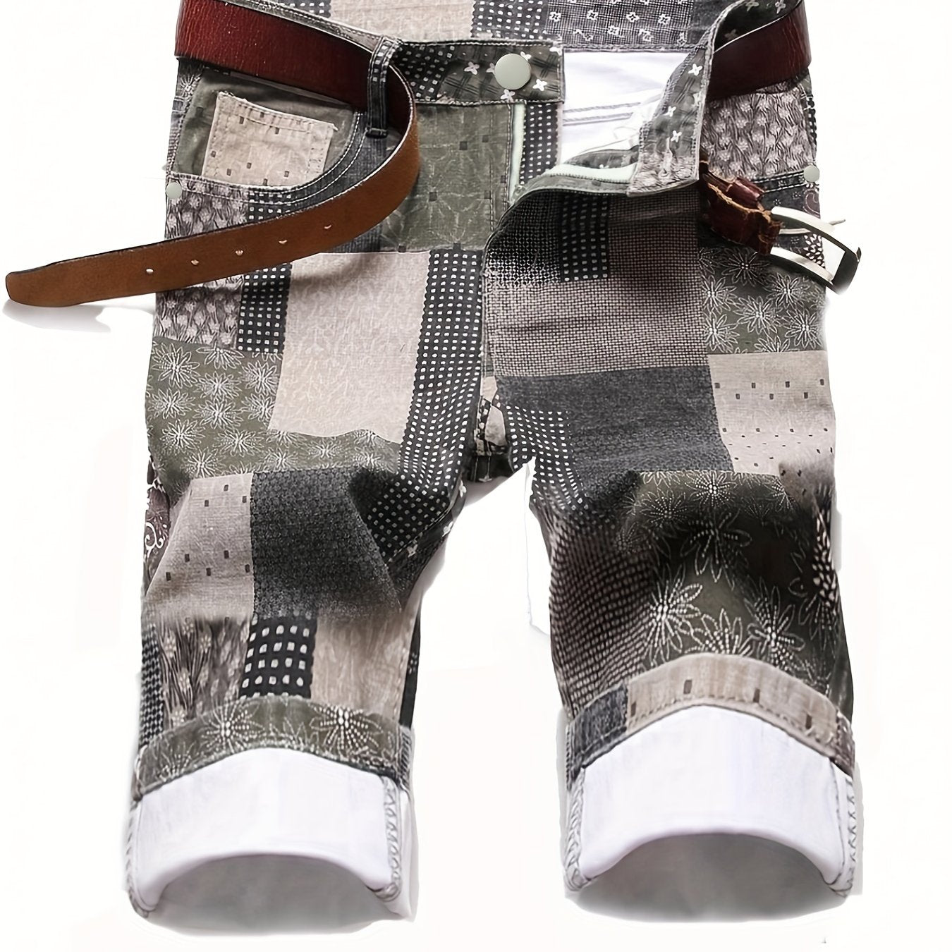 Men's Casual Stars Print Cotton Jean Shorts