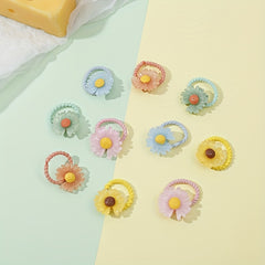 10pcs Girls Flower Hair Bands Elastic Hair Ties Headwear Accessories